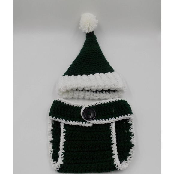 Santa Hat, Crochet Hat and Diaper Cover Set - Picture 5 of 10